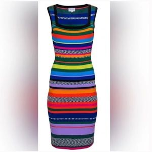 Milly Multicolor Striped Knit Midi Dress
